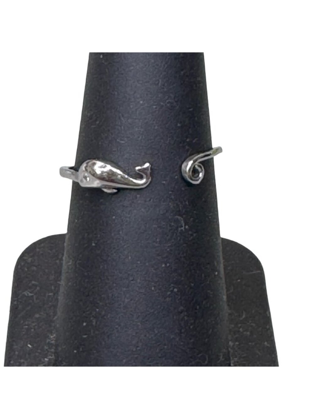 Vintage Open Sterling Silver Whale Adjustable Ring Tail Shamu Nautical Sea Ocean
